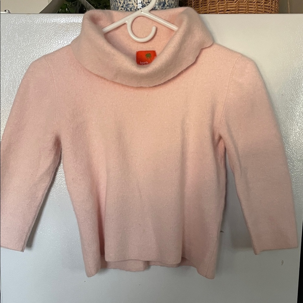 Hearts of Palm Small 80% Angora Pink Cowl Neck Sweater‎